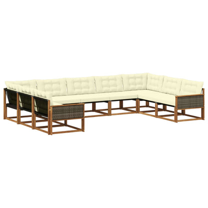 Set di divani da esterno con cuscino 9 pcs Naturale e Crema | homemem39