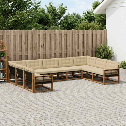 Set di divani da esterno con cuscino 9 pcs Naturale e Beige | homemem39