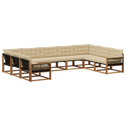 Set di divani da esterno con cuscino 9 pcs Naturale e Beige | homemem39
