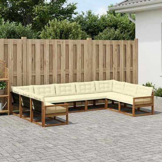 Set di divani da esterno con cuscino 9 pcs Naturale e Crema | homemem39