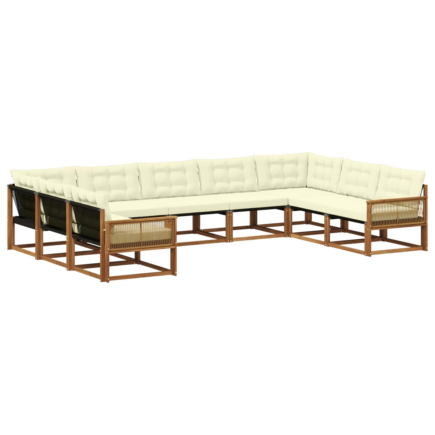 Set di divani da esterno con cuscino 9 pcs Naturale e Crema | homemem39
