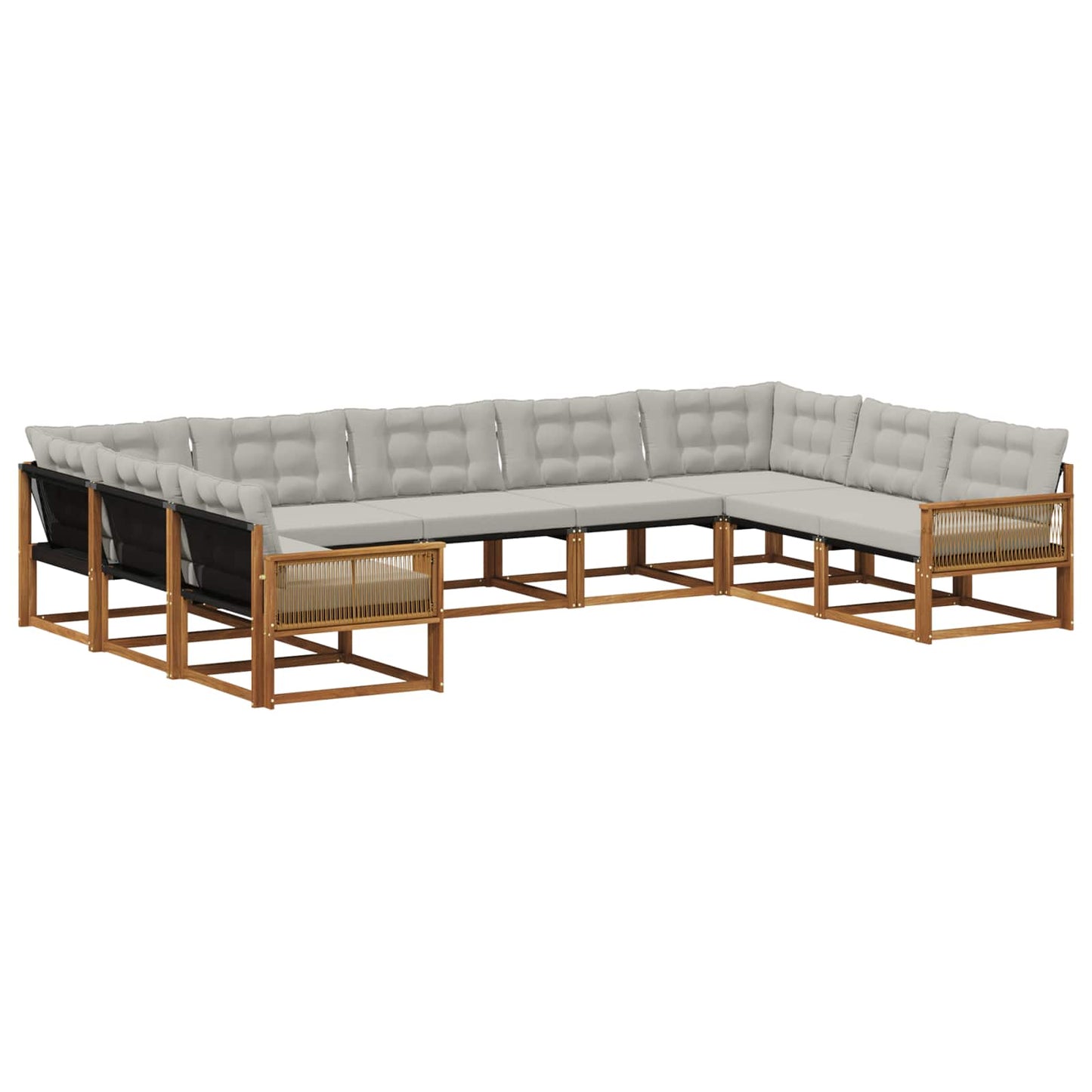 Set di divani da esterno 9 pcs Naturale e Grigio Chiaro | homemem39