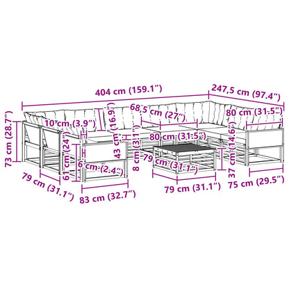 Set di divani da esterno con cuscino 10 pcs Naturale e Crema | homemem39