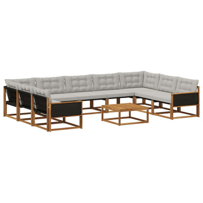 Set di divani da esterno 10 pcs Naturale e Grigio Chiaro | homemem39