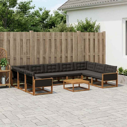 Set di divani da esterno con cuscino 10 pcs Naturale e Nero