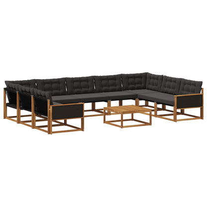 Set di divani da esterno con cuscino 10 pcs Naturale e Nero
