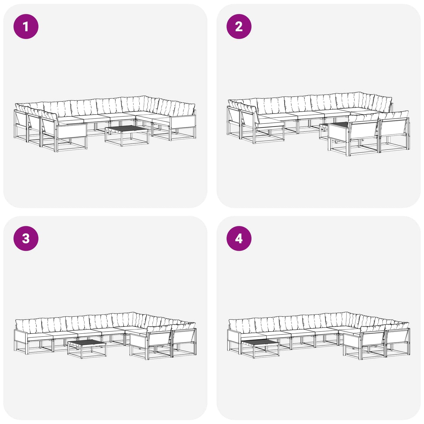 Set di divani da esterno con cuscino 10 pcs Naturale e Nero | homemem39
