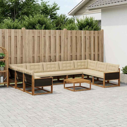 Set di divani da esterno con cuscino 10 pcs Naturale e Beige | homemem39