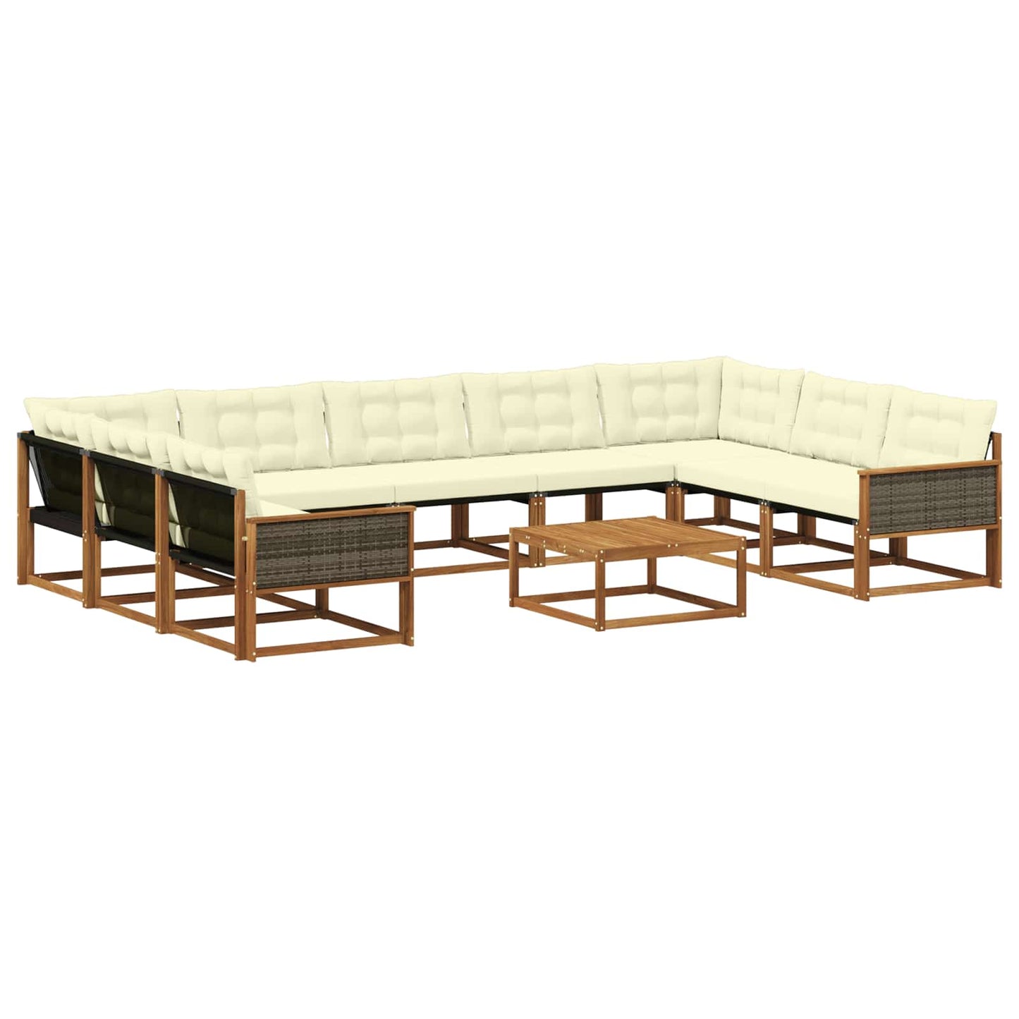 Set di divani da esterno con cuscino 10 pcs Naturale e Crema