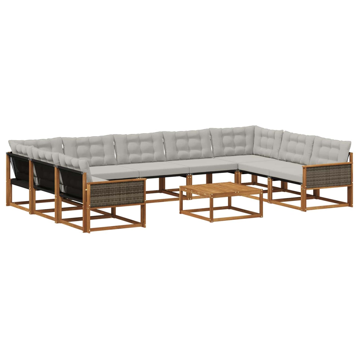 Set di divani da esterno 10 pcs Naturale e Grigio Chiaro
