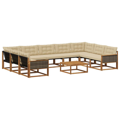 Set di divani da esterno con cuscino 10 pcs Naturale e Beige | homemem39