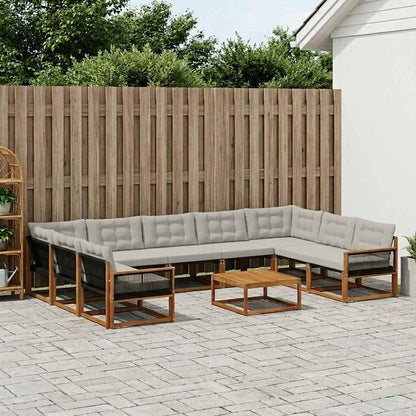 Set di divani da esterno 10 pcs Naturale e Grigio Chiaro | homemem39