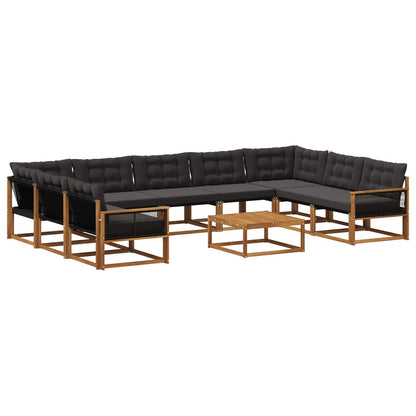Set di divani da esterno con cuscino 10 pcs Naturale e Nero | homemem39