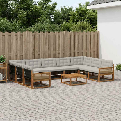 Set di divani da esterno 10 pcs Naturale e Grigio Chiaro | homemem39