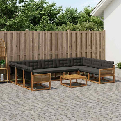 Set di divani da esterno con cuscino 10 pcs Naturale e Nero | homemem39