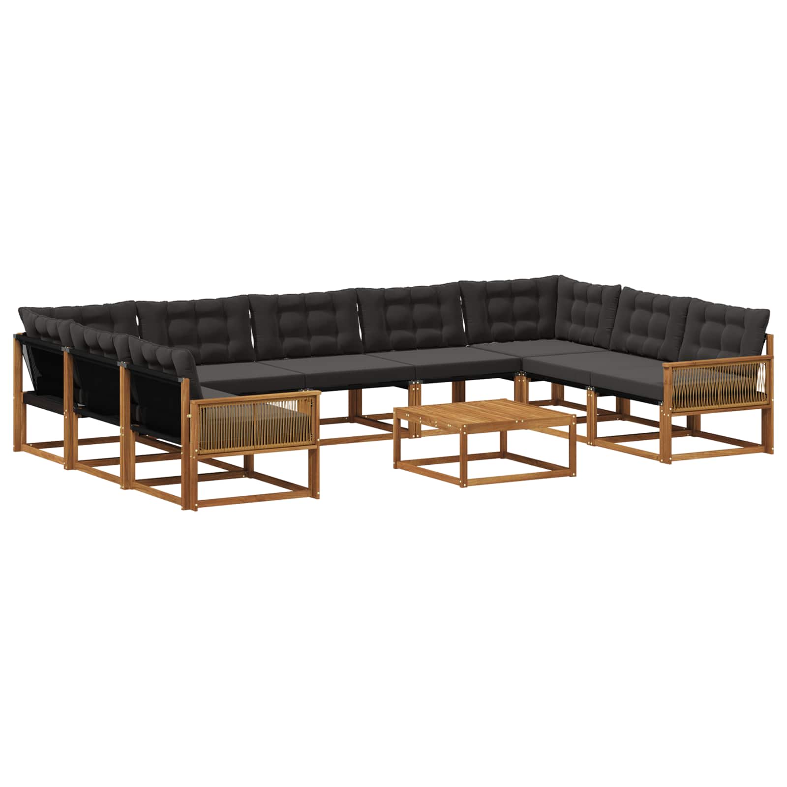 Set di divani da esterno con cuscino 10 pcs Naturale e Nero | homemem39