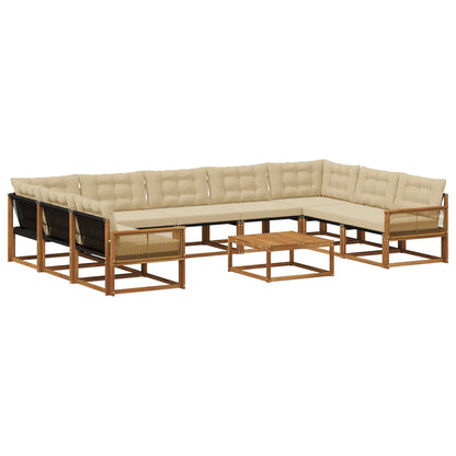 Set di divani da esterno con cuscino 10 pcs Naturale e Beige