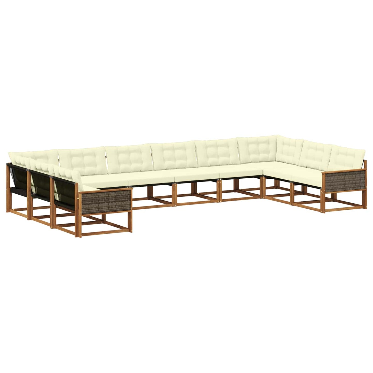 Set di divani da esterno con cuscino 10 pcs Naturale e Crema | homemem39
