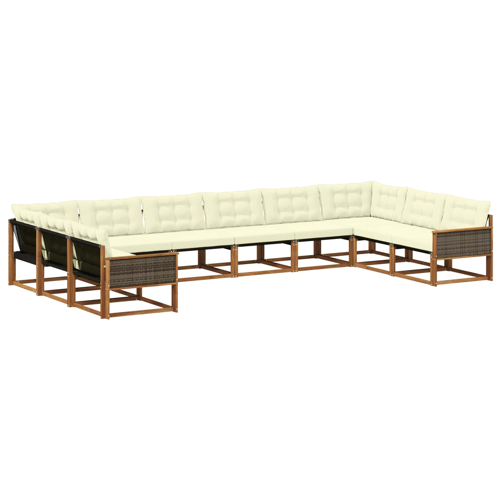 Set di divani da esterno con cuscino 10 pcs Naturale e Crema | homemem39