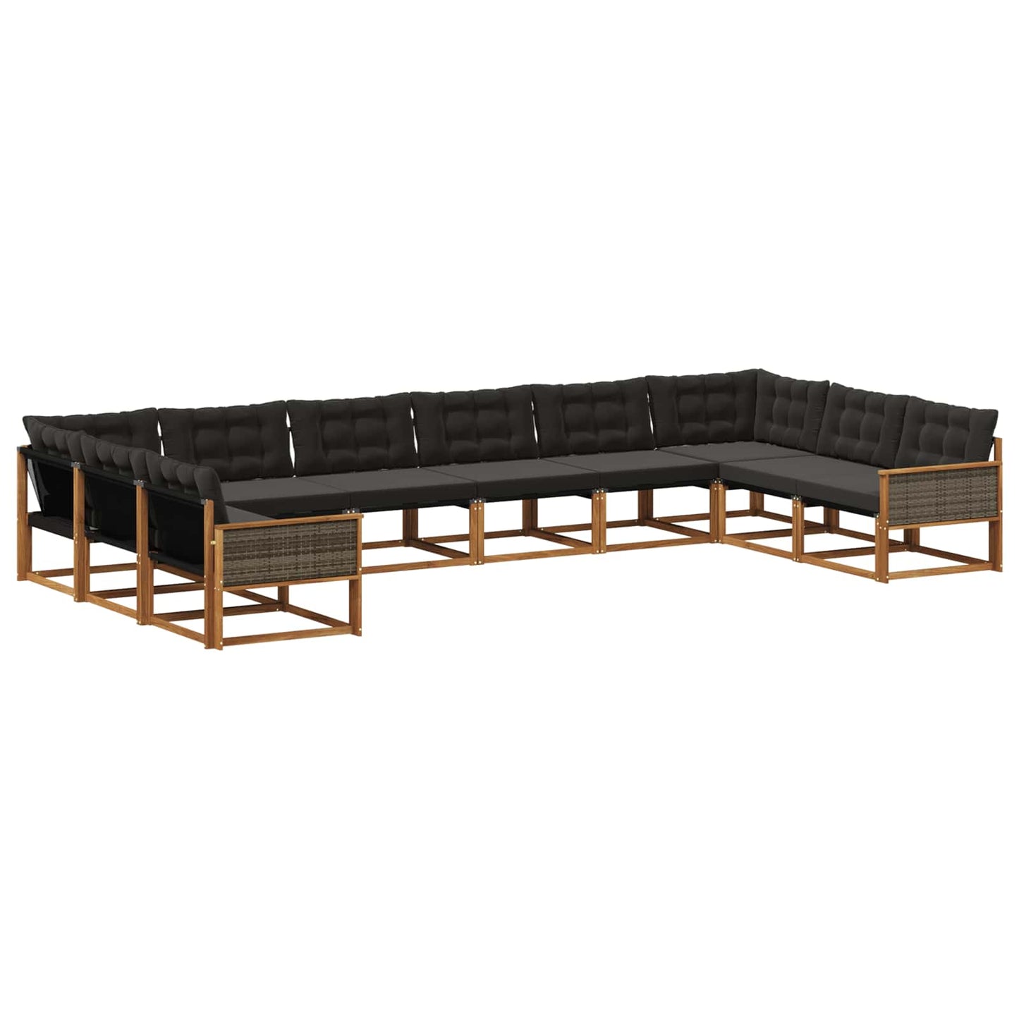 Set di divani da esterno con cuscino 10 pcs Naturale e Nero | homemem39