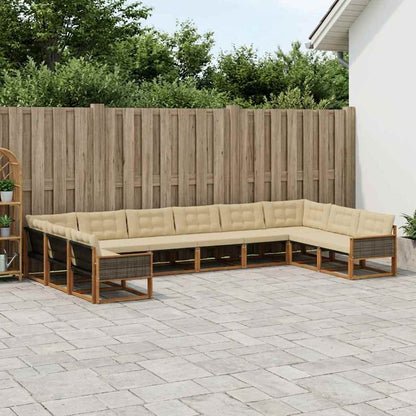 Set di divani da esterno con cuscino 10 pcs Naturale e Beige | homemem39