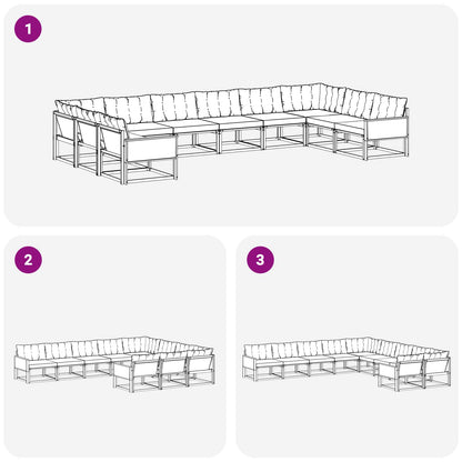 Set di divani da esterno con cuscino 10 pcs Naturale e Beige | homemem39