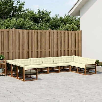 Set di divani da esterno con cuscino 10 pcs Naturale e Crema
