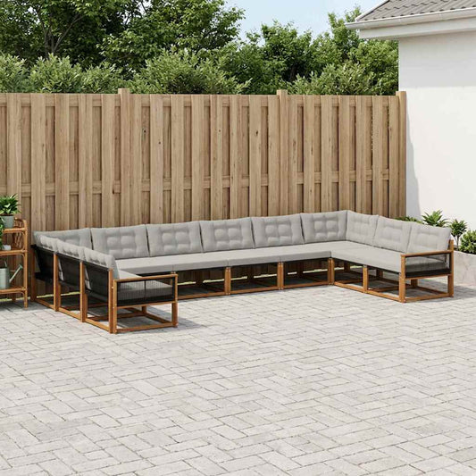 Set di divani da esterno 10 pcs Naturale e Grigio Chiaro | homemem39