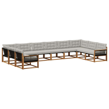 Set di divani da esterno 10 pcs Naturale e Grigio Chiaro | homemem39