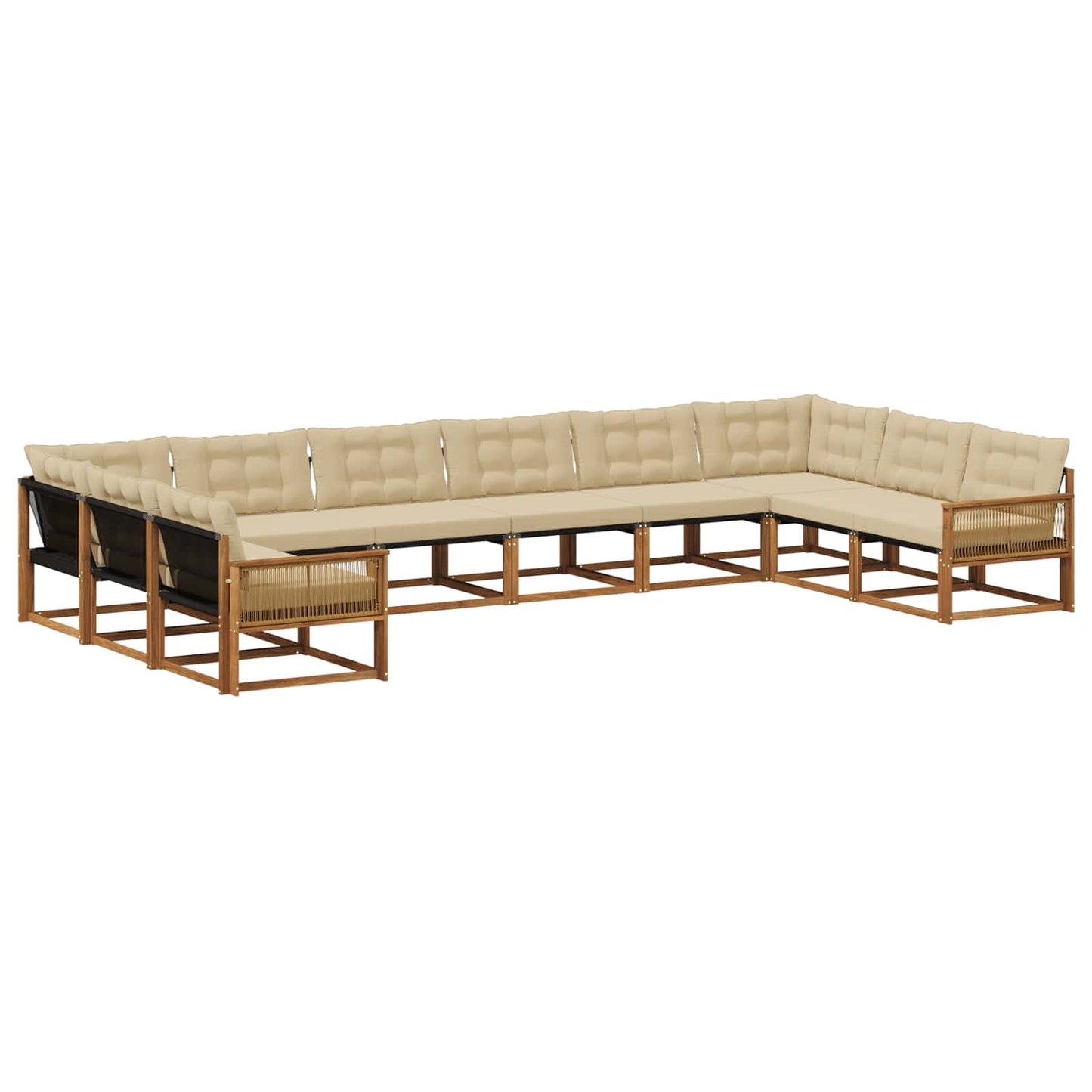 Set di divani da esterno con cuscino 10 pcs Naturale e Beige | homemem39