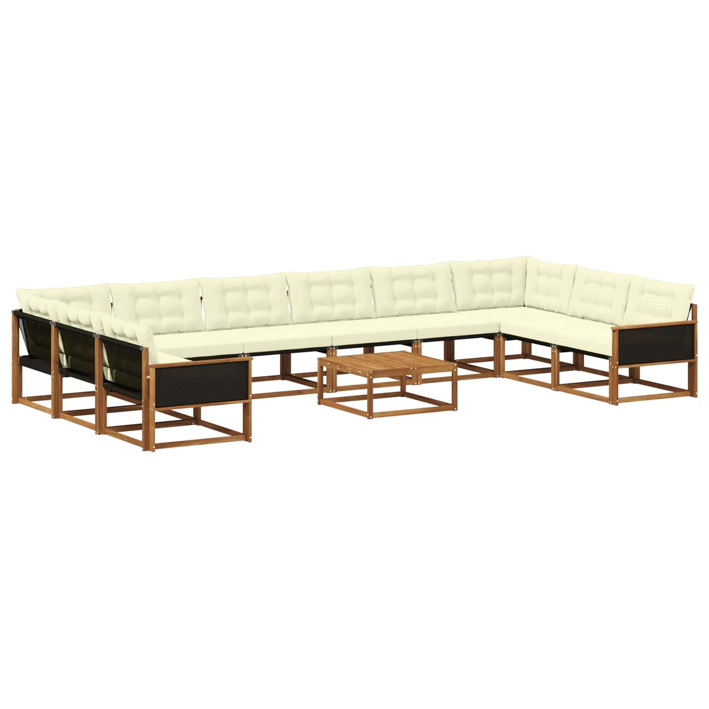 Set di divani da esterno con cuscino 11 pcs Naturale e Crema