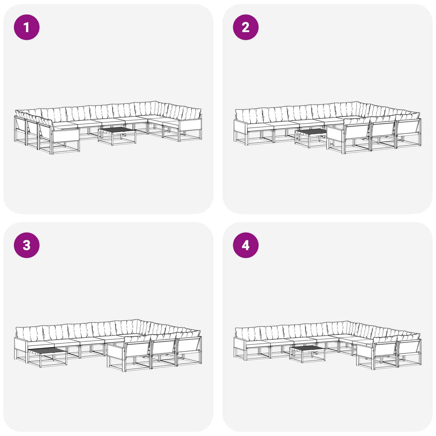 Set di divani da esterno con cuscino 11 pcs Naturale e Nero | homemem39