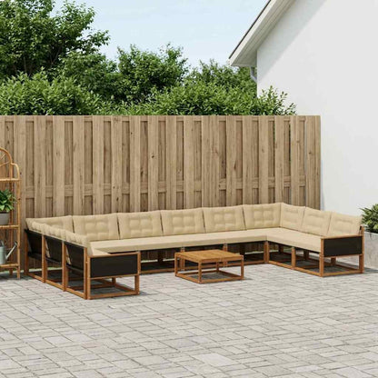 Set di divani da esterno con cuscino 11 pcs Naturale e Beige | homemem39