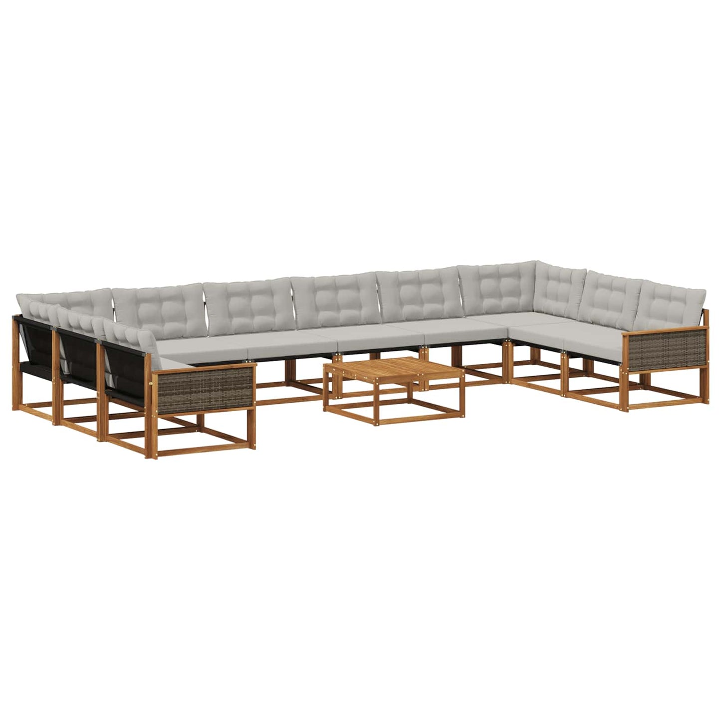 Set di divani da esterno 11 pcs Naturale e Grigio Chiaro