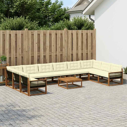 Set di divani da esterno con cuscino 11 pcs Naturale e Crema