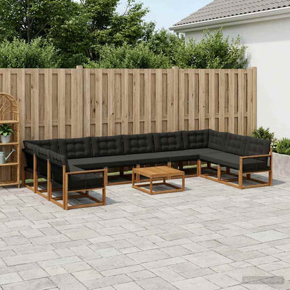 Set di divani da esterno con cuscino 11 pcs Naturale e Nero | homemem39
