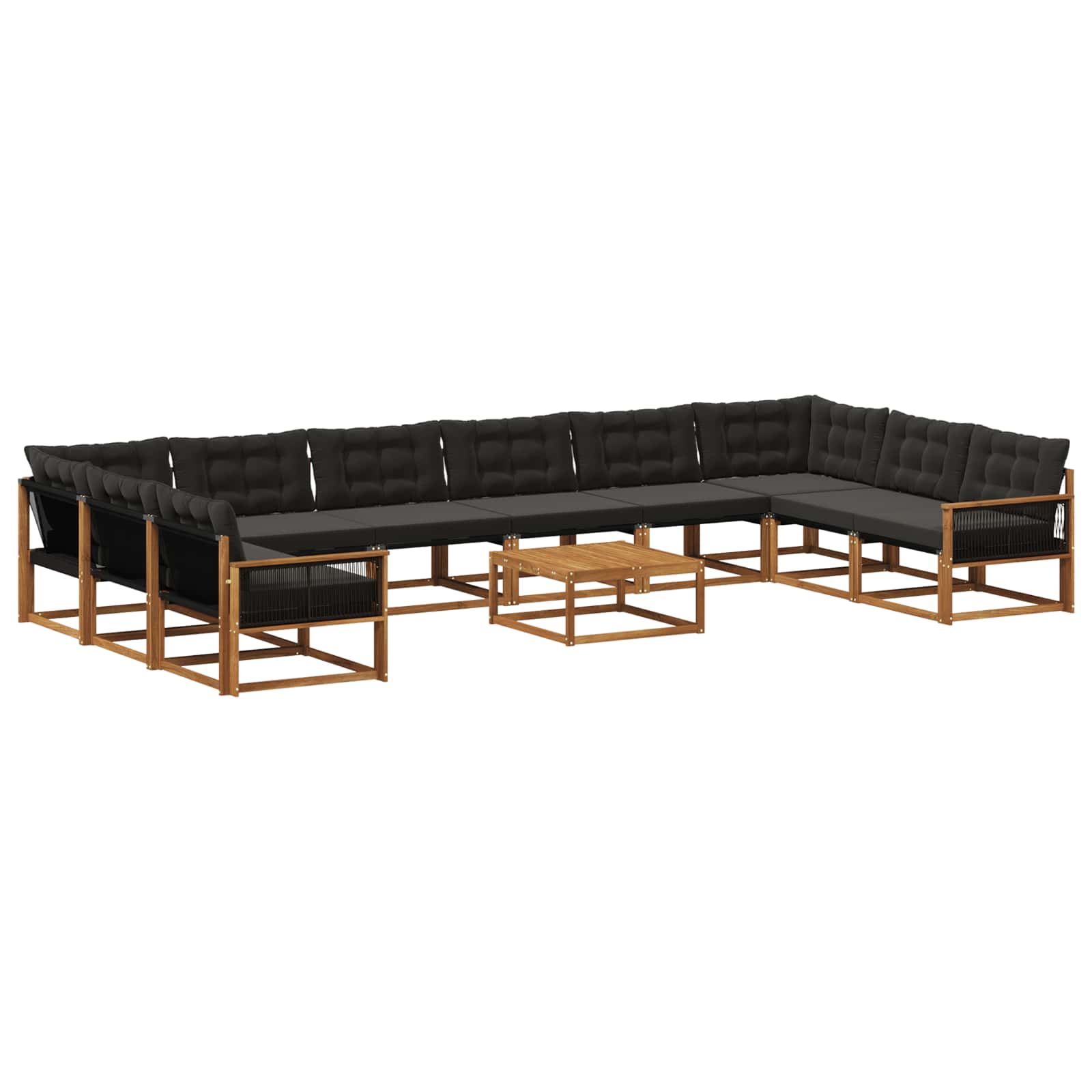 Set di divani da esterno con cuscino 11 pcs Naturale e Nero | homemem39