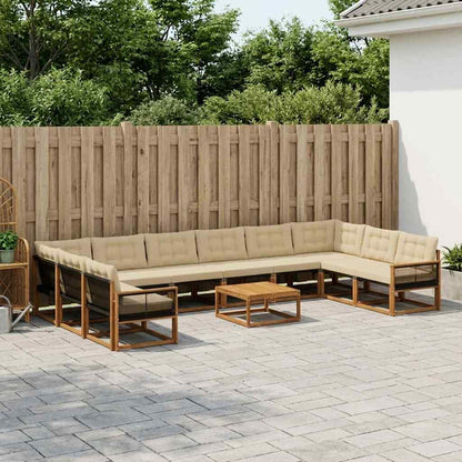Set di divani da esterno con cuscino 11 pcs Naturale e Beige | homemem39