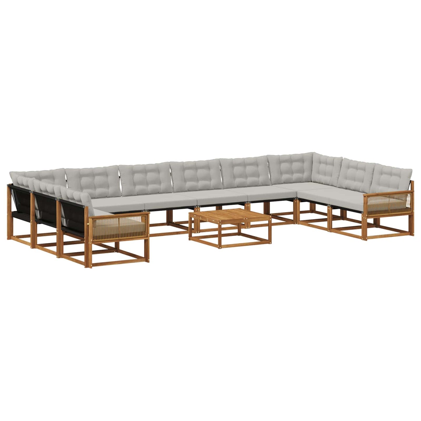 Set di divani da esterno 11 pcs Naturale e Grigio Chiaro