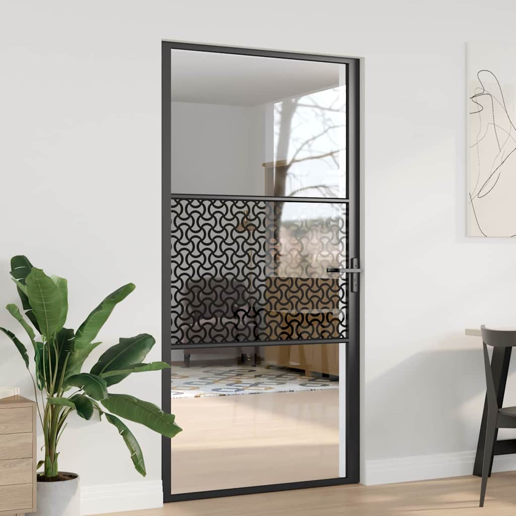 Porta in vetro Traforo Nero 102,5 x 3,5 x 201,5 cm Alluminio | homemem39