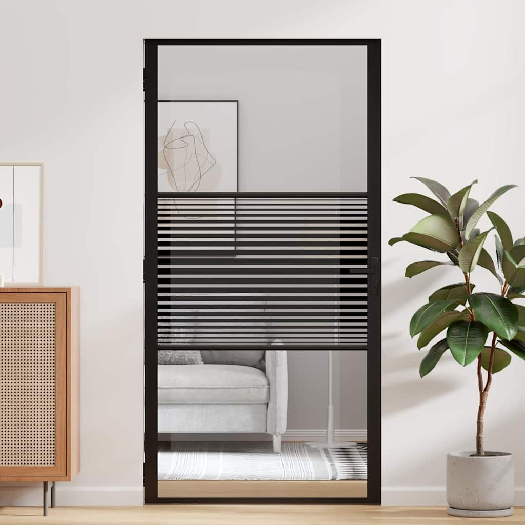 Porta in vetro Rigato Nero 102,5 x 3,5 x 201,5 cm Alluminio | homemem39