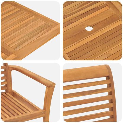 Set da Pranzo per Giardino 7 pcs Marrone Legno di teak solido
