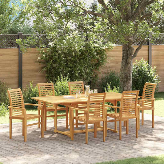 Set da Pranzo per Giardino 7 pcs Marrone Legno di teak solido