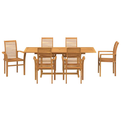Set da Pranzo per Giardino 7 pcs Marrone Legno di teak solido