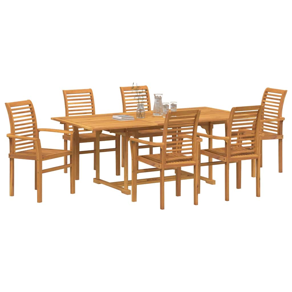 Set da Pranzo per Giardino 7 pcs Marrone Legno di teak solido