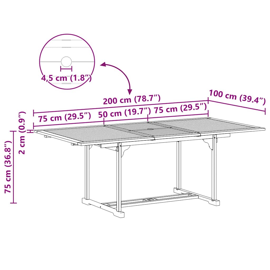 Set da Pranzo per Giardino 7 pcs Marrone Legno di teak solido