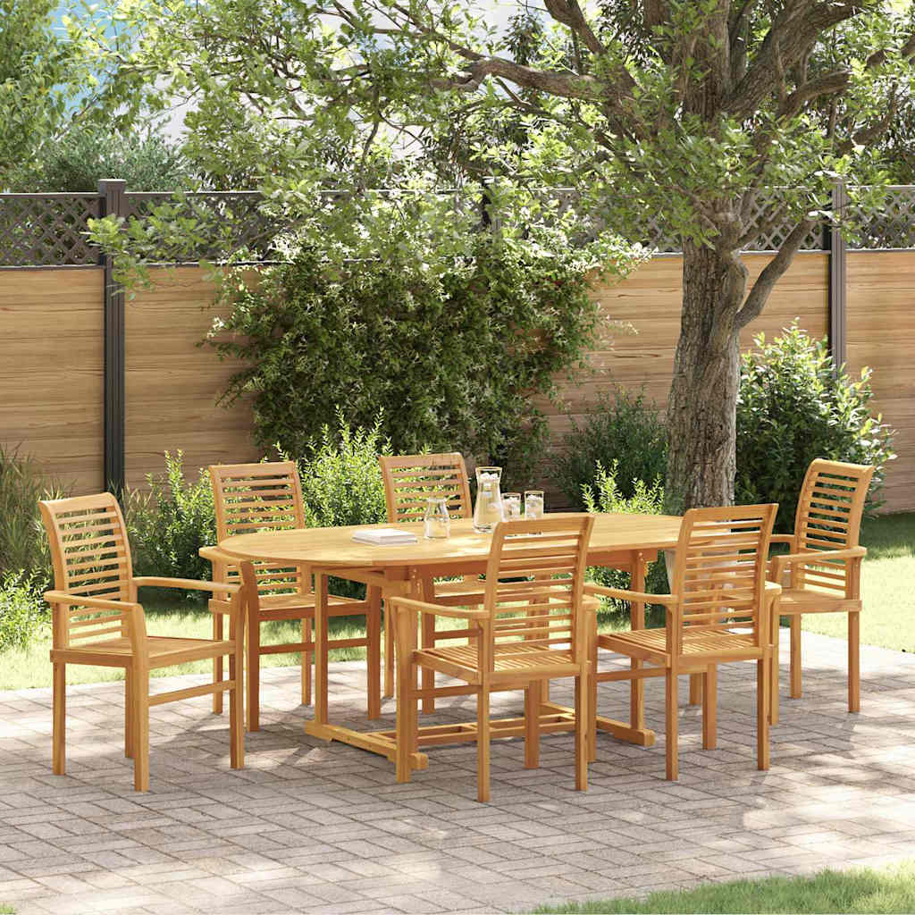 Set da Pranzo per Giardino 7 pcs Marrone Legno di teak solido