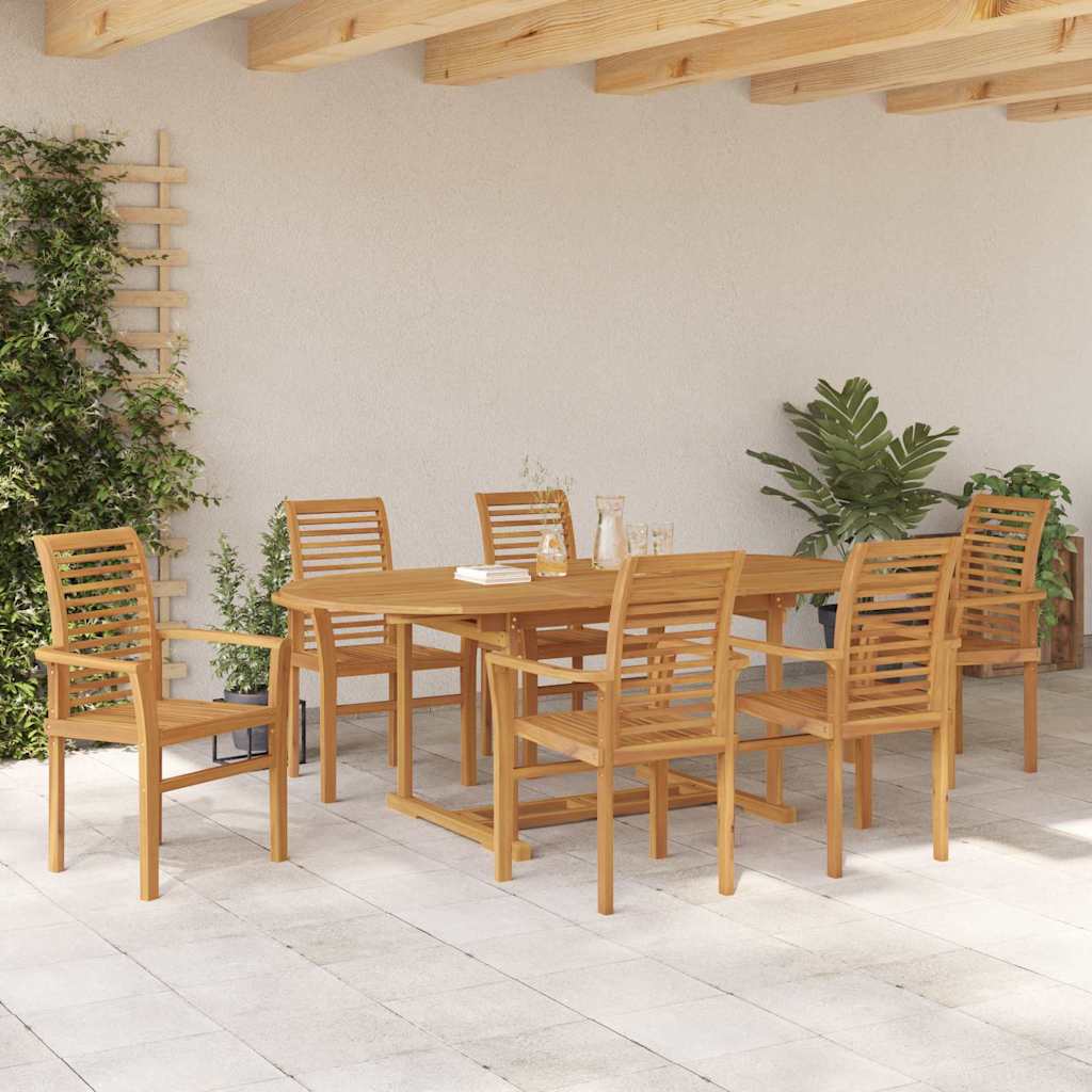 Set da Pranzo per Giardino 7 pcs Marrone Legno di teak solido