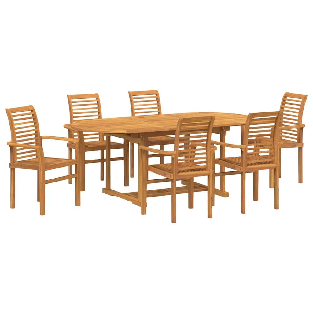 Set da Pranzo per Giardino 7 pcs Marrone Legno di teak solido