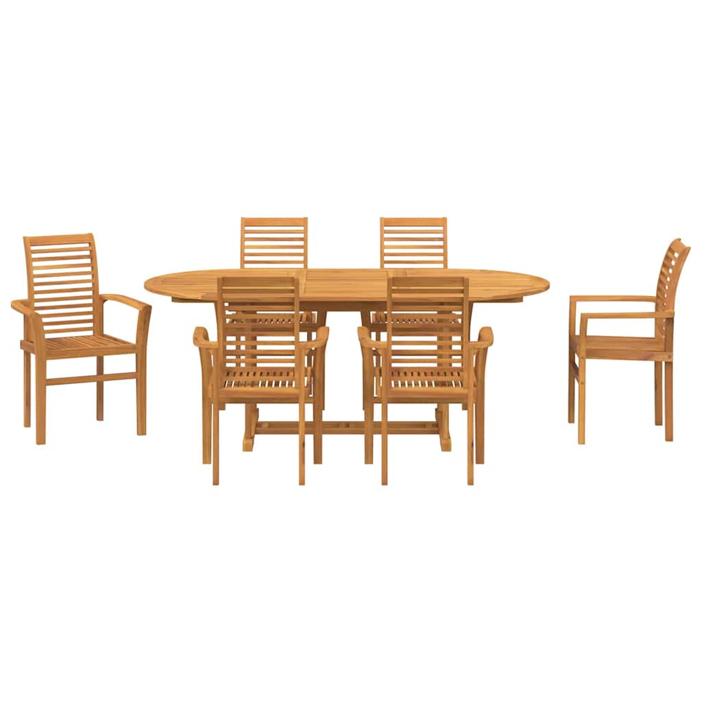 Set da Pranzo per Giardino 7 pcs Marrone Legno di teak solido